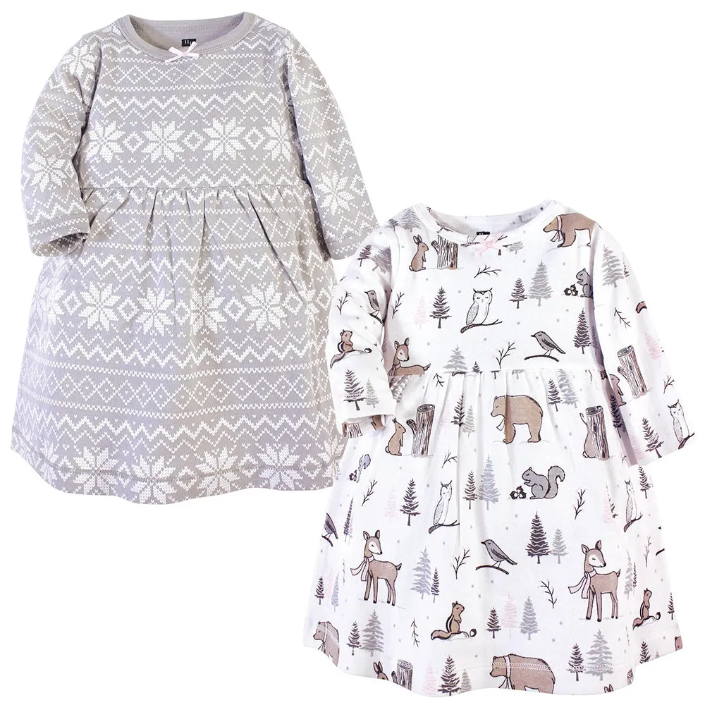 2-Pack Baby Girls' Gray Winter Forest Dresses 57516