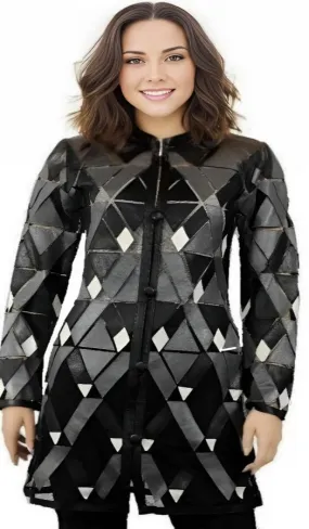 ABF Geometric Long Leather Jacket 11910020