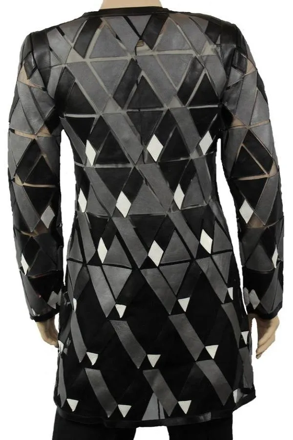 ABF Geometric Long Leather Jacket 11910020