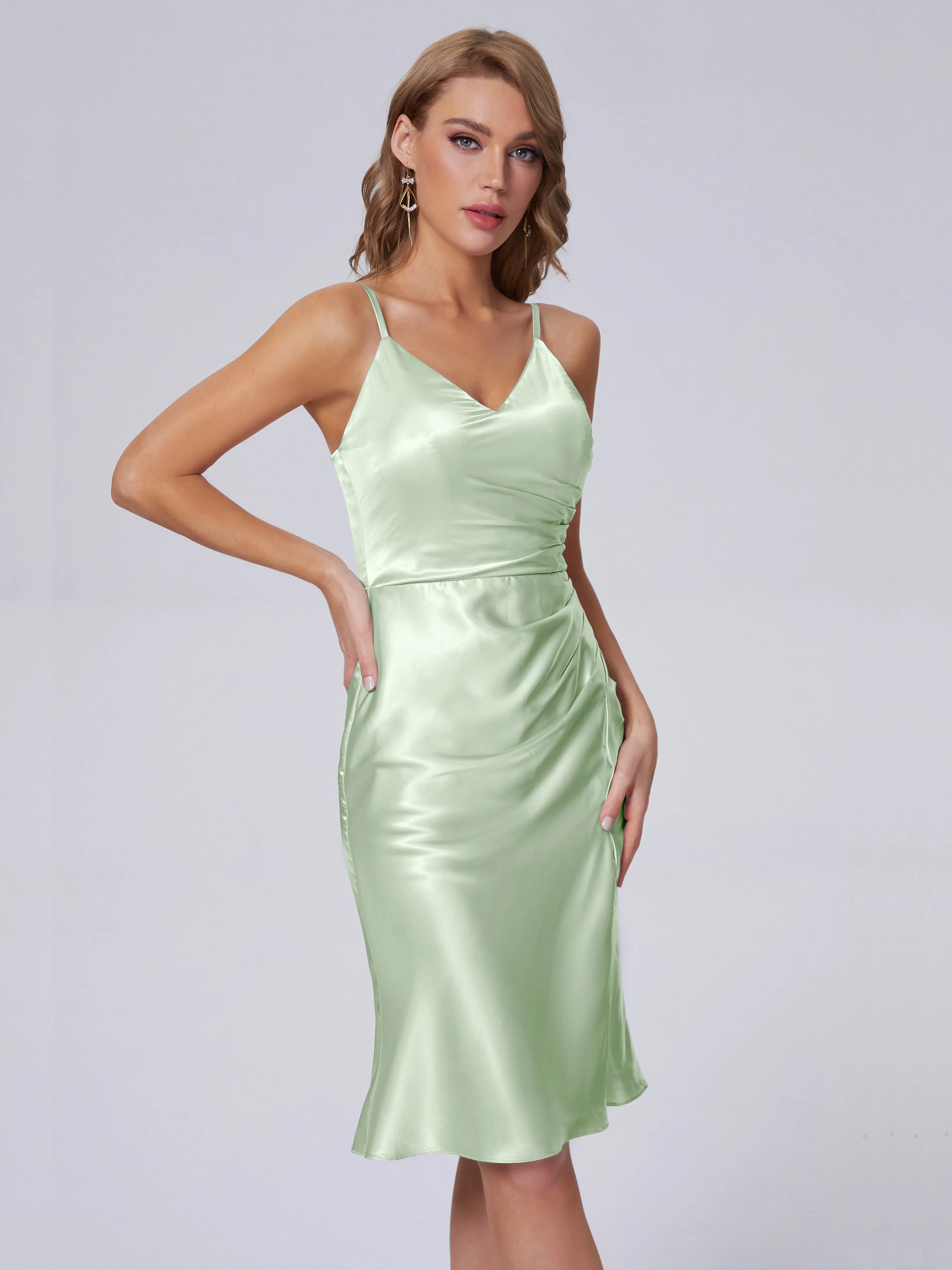 Amara Cute Knee-length Soft Satin Bridesmaid Dresses