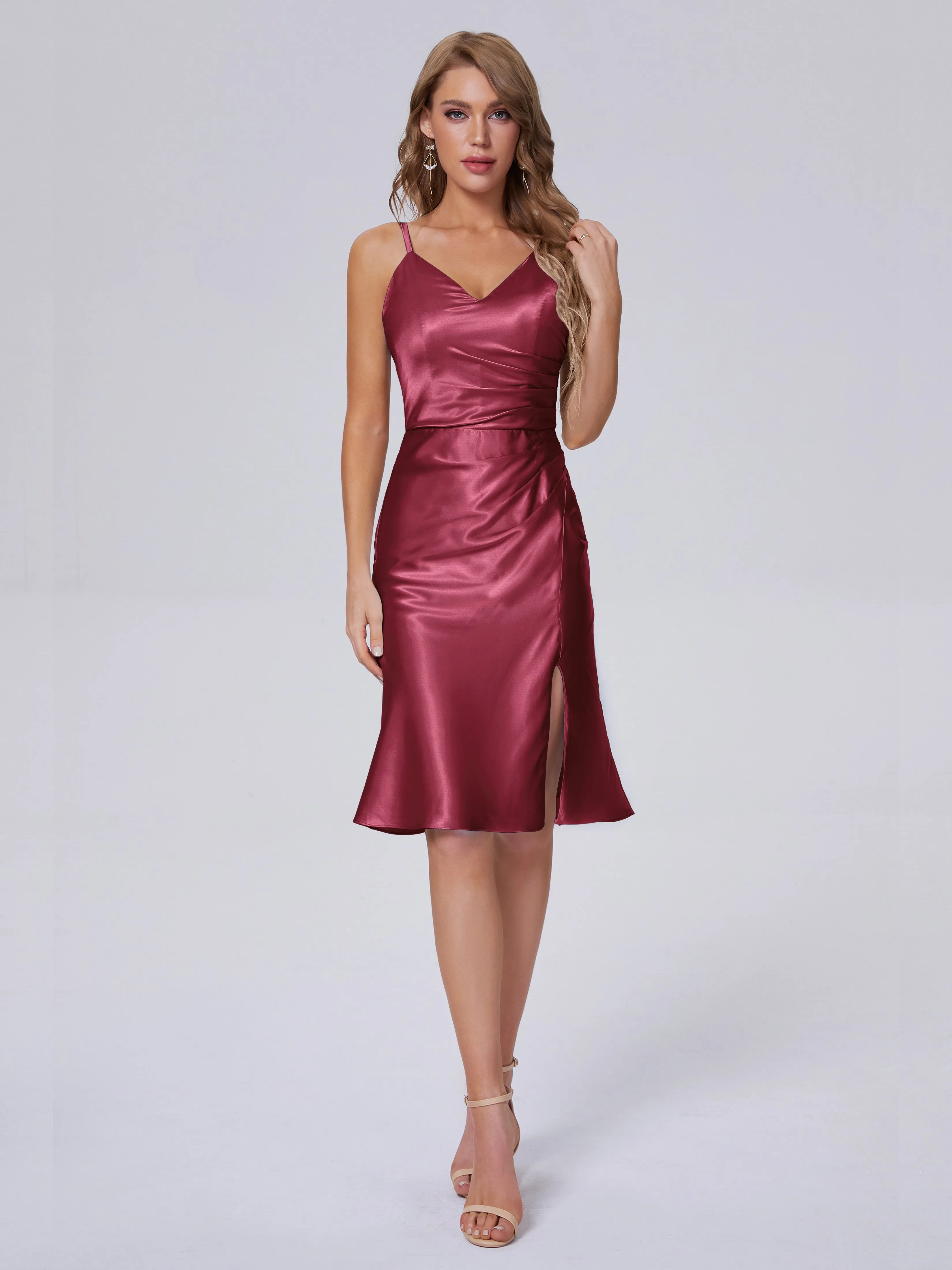 Amara Cute Knee-length Soft Satin Bridesmaid Dresses