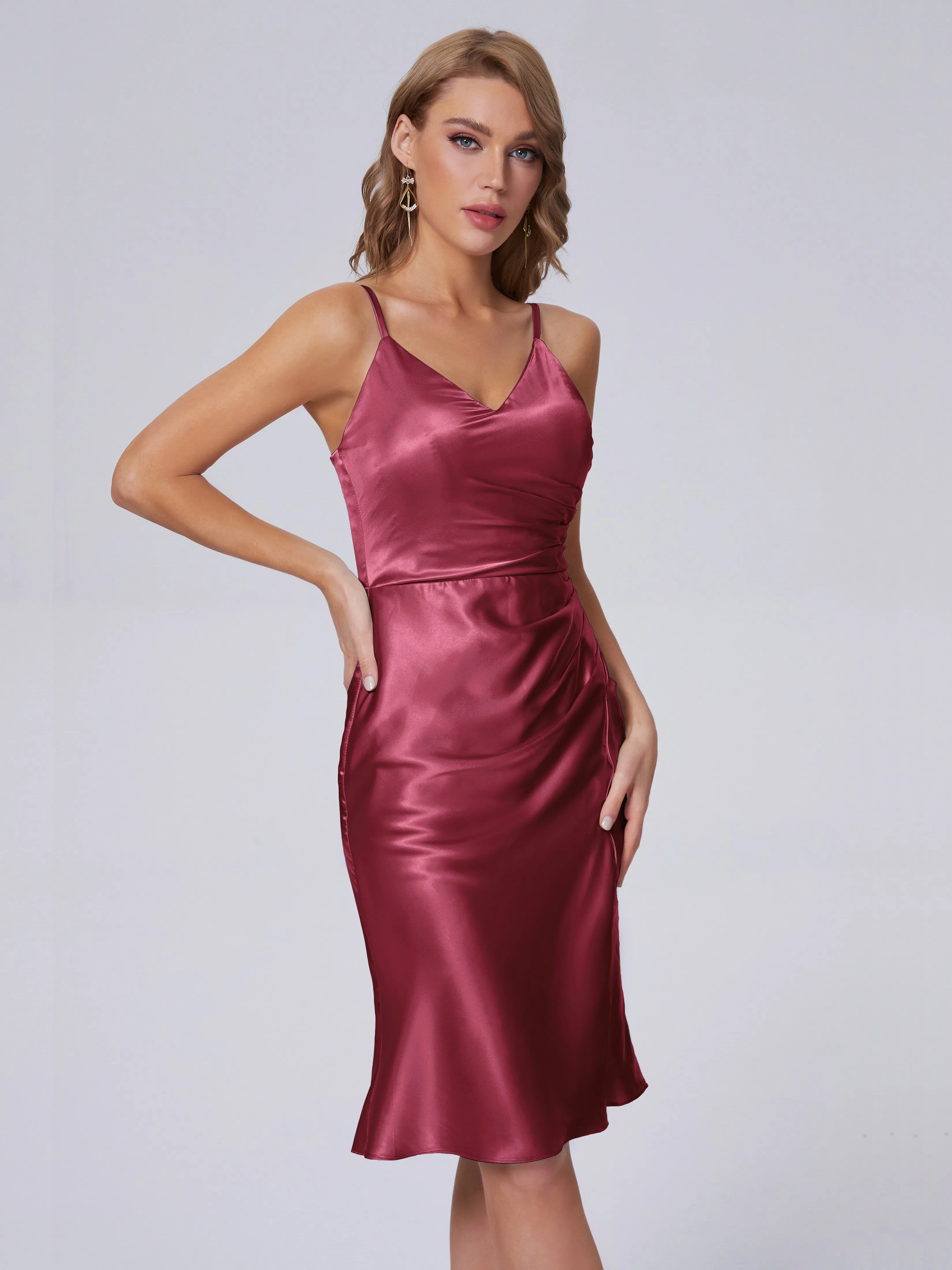 Amara Cute Knee-length Soft Satin Bridesmaid Dresses