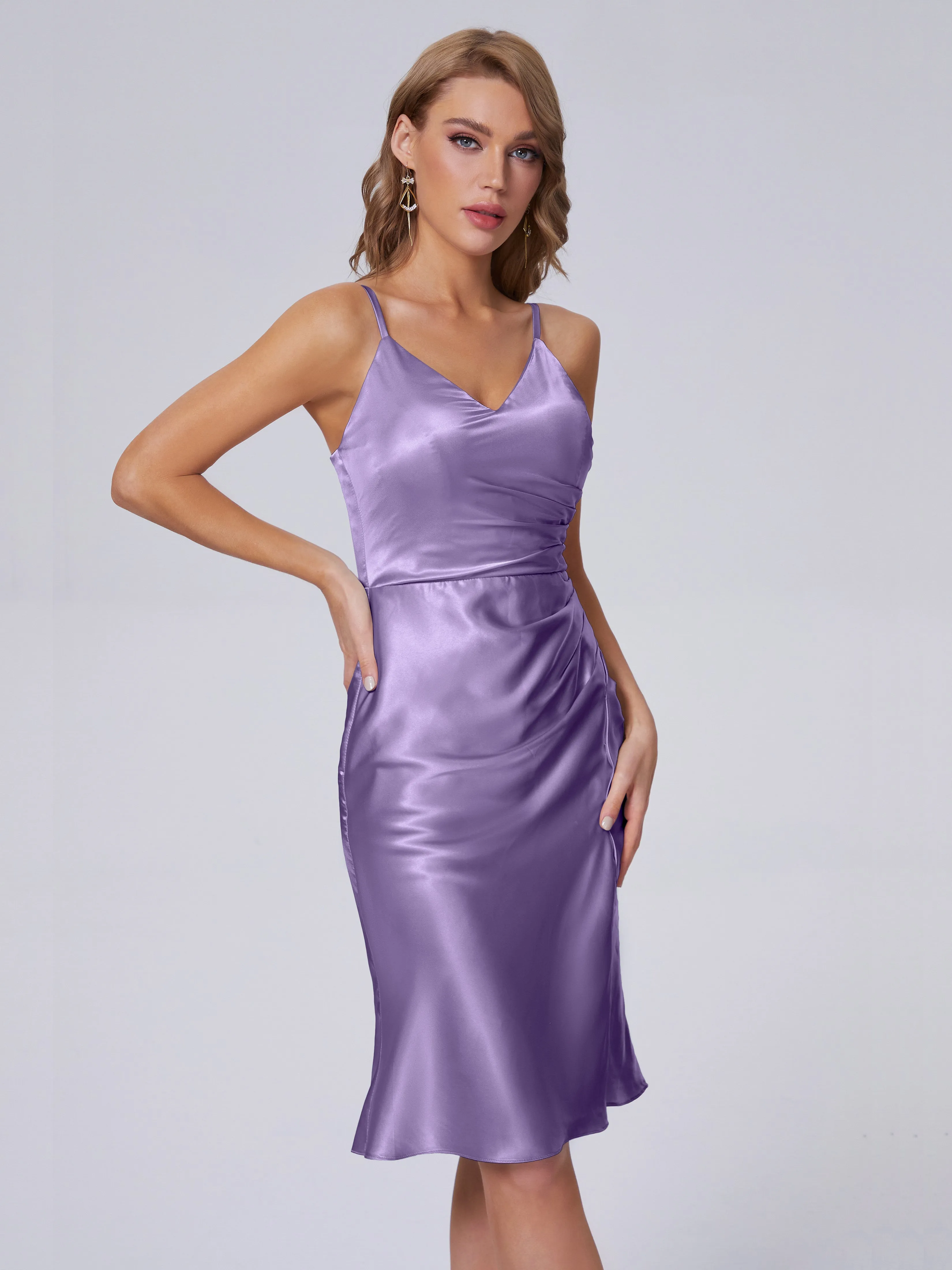 Amara Cute Knee-length Soft Satin Bridesmaid Dresses