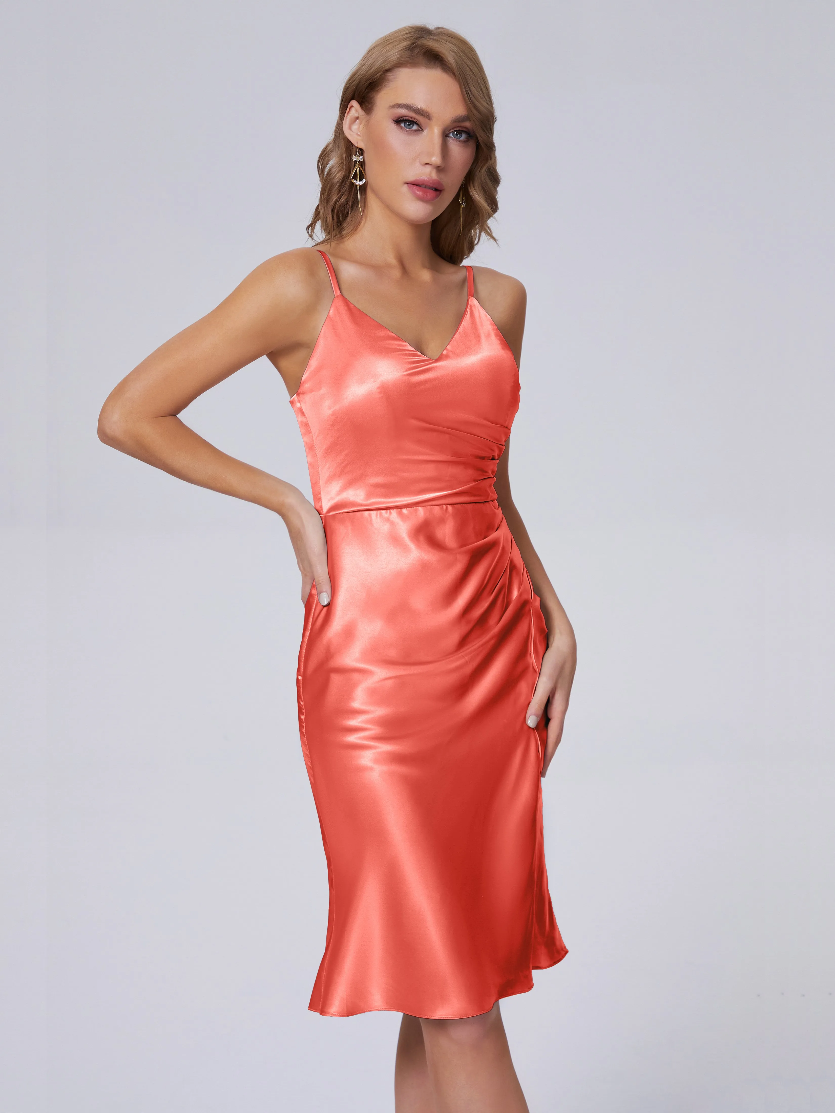 Amara Cute Knee-length Soft Satin Bridesmaid Dresses