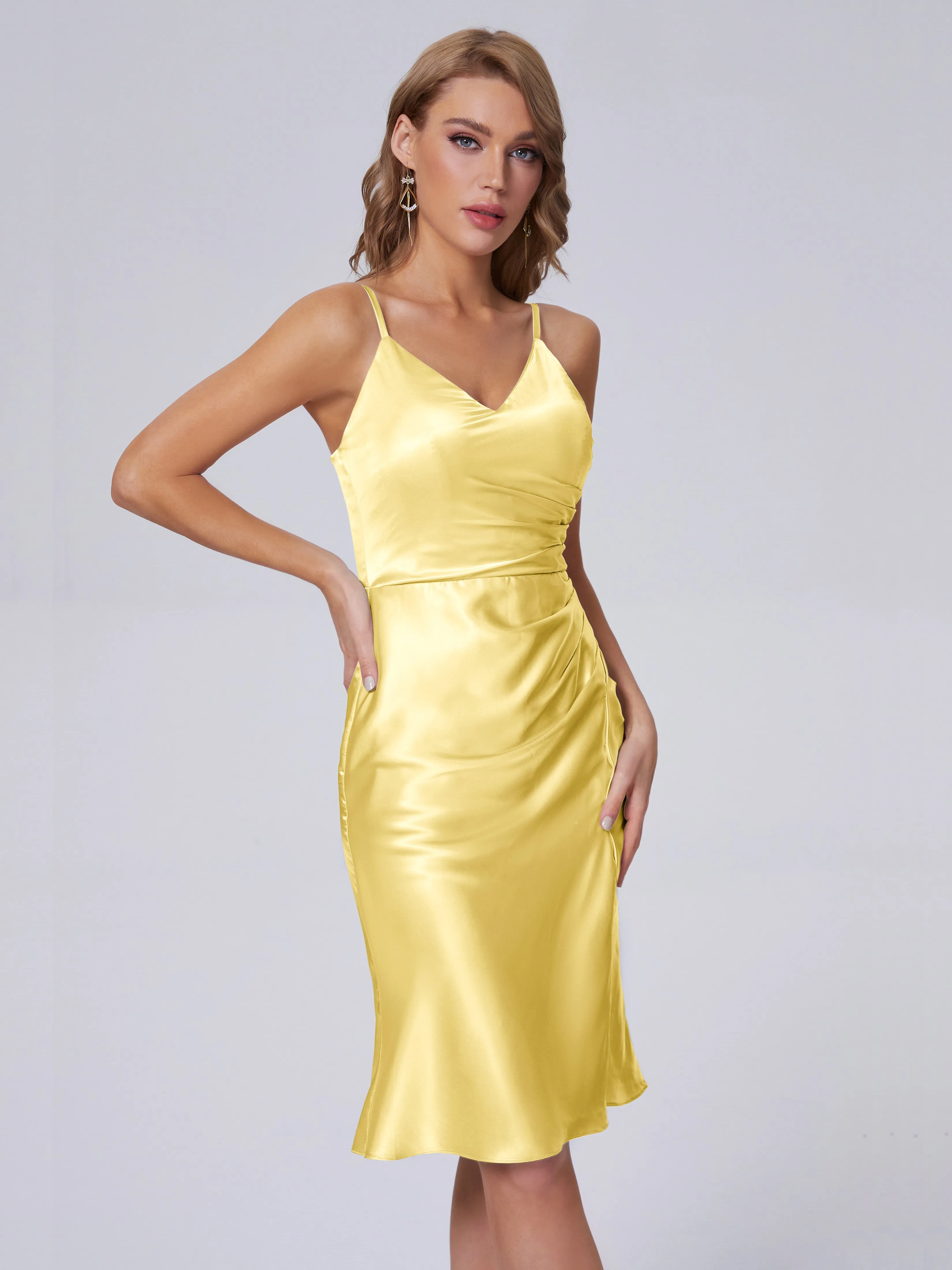 Amara Cute Knee-length Soft Satin Bridesmaid Dresses