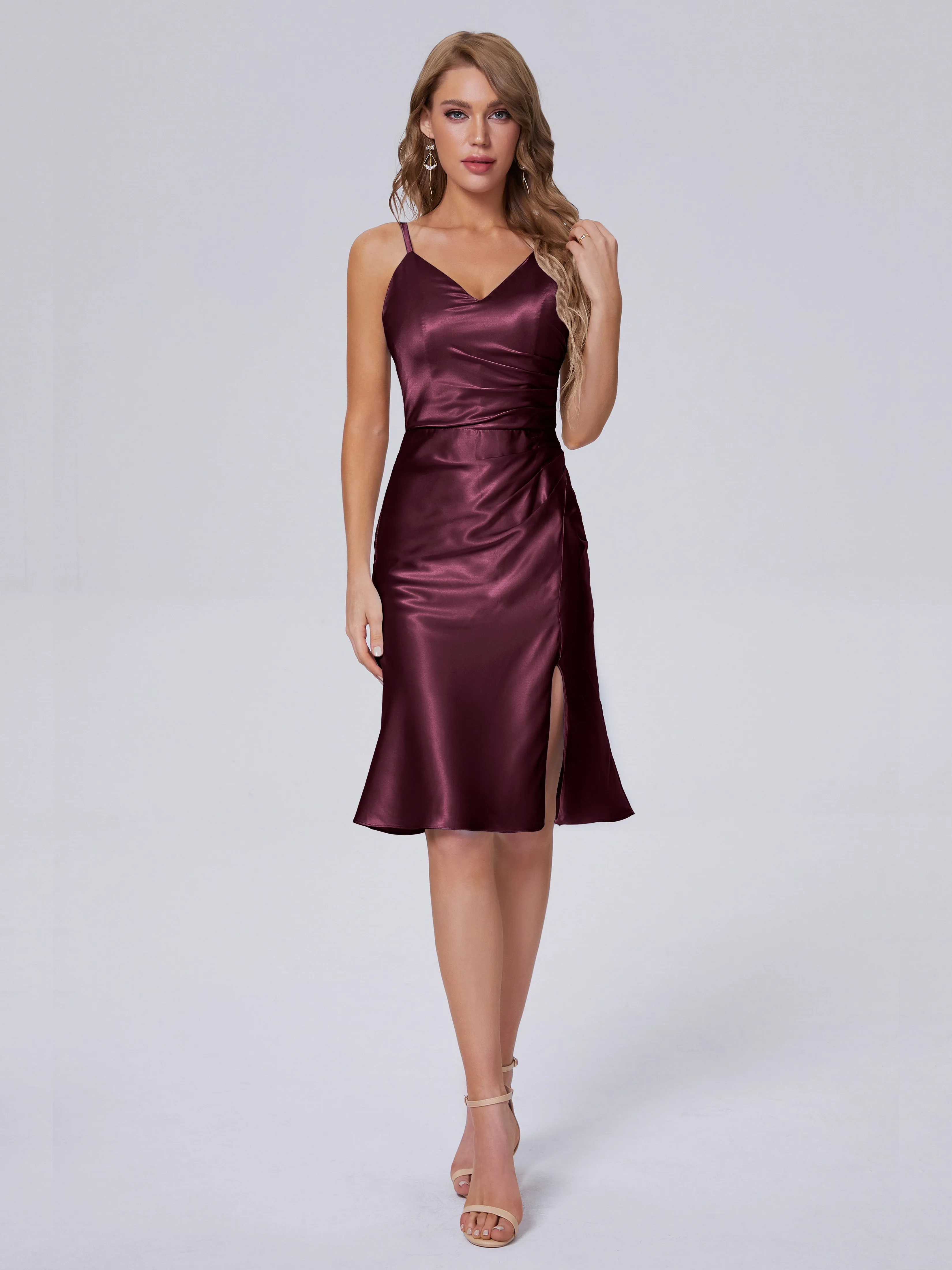 Amara Cute Knee-length Soft Satin Bridesmaid Dresses