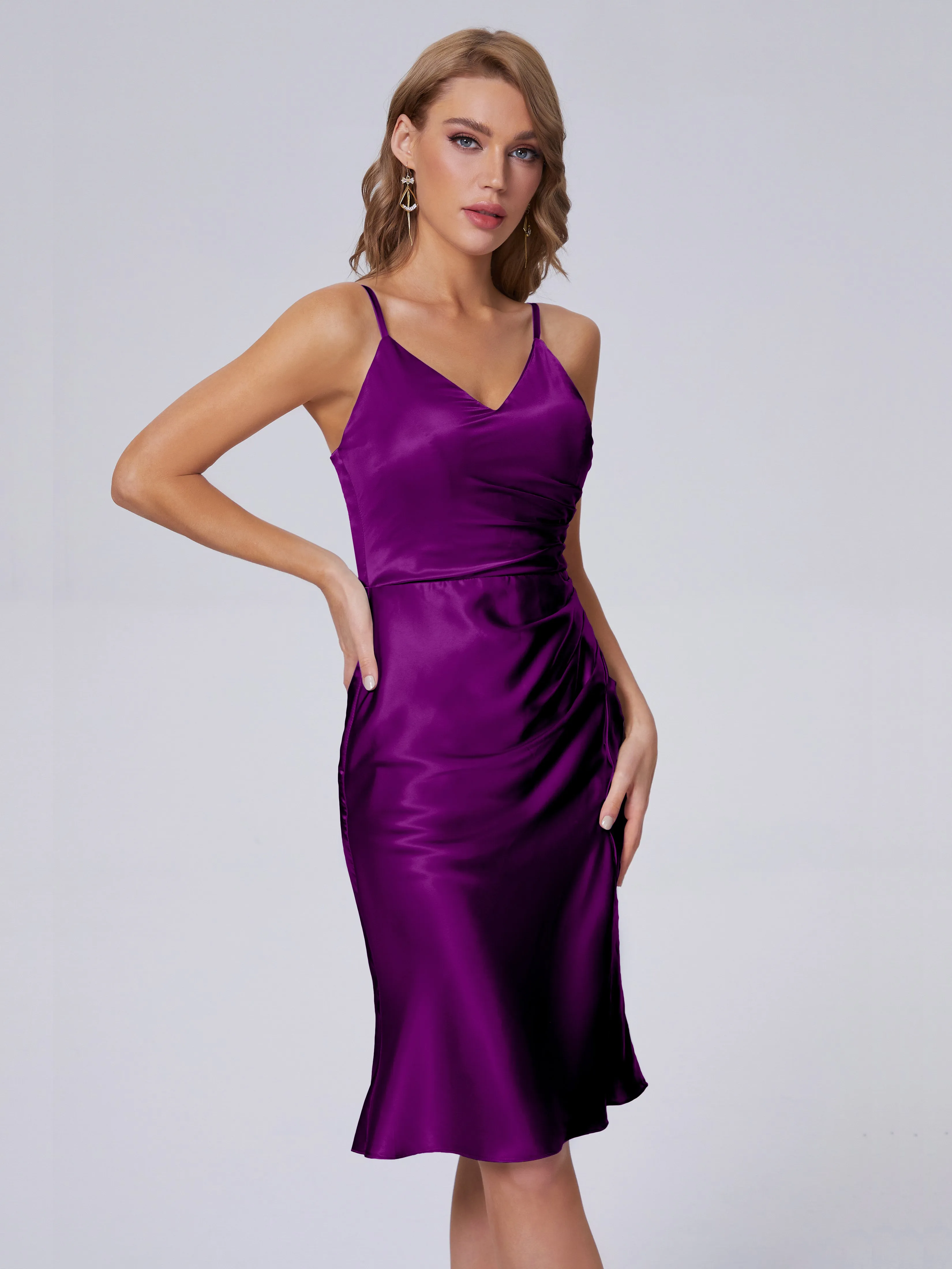 Amara Cute Knee-length Soft Satin Bridesmaid Dresses