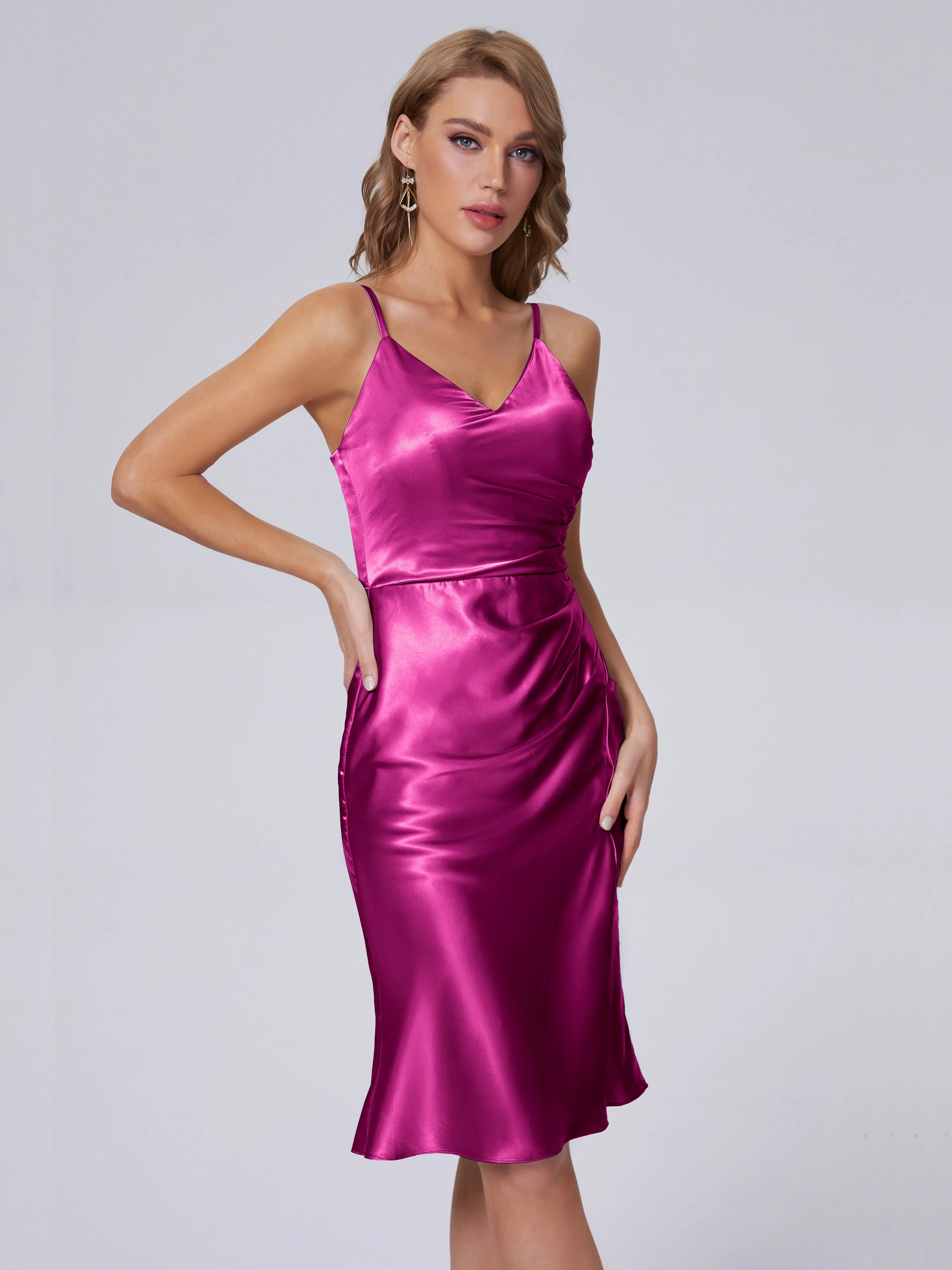 Amara Cute Knee-length Soft Satin Bridesmaid Dresses