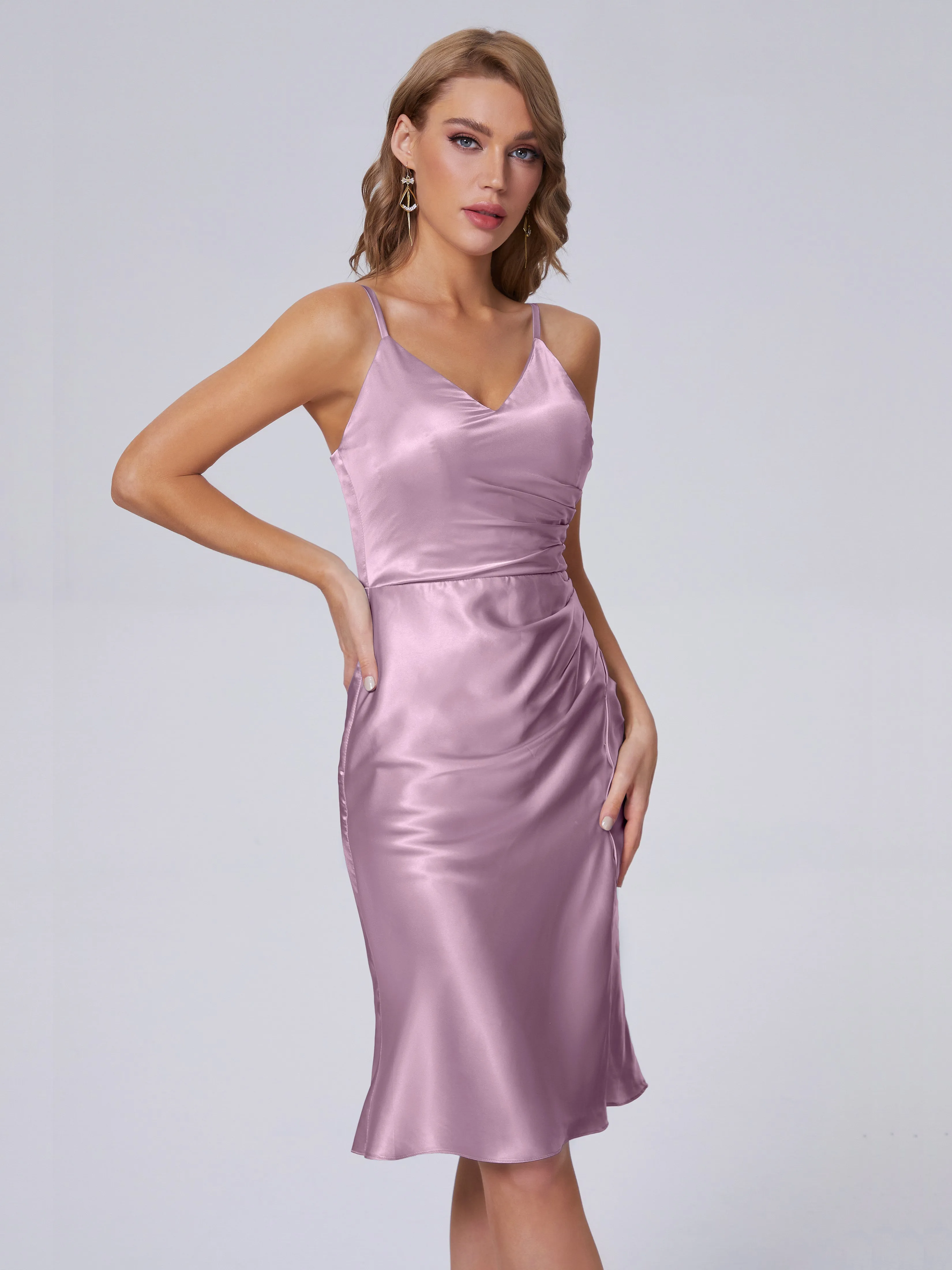 Amara Cute Knee-length Soft Satin Bridesmaid Dresses