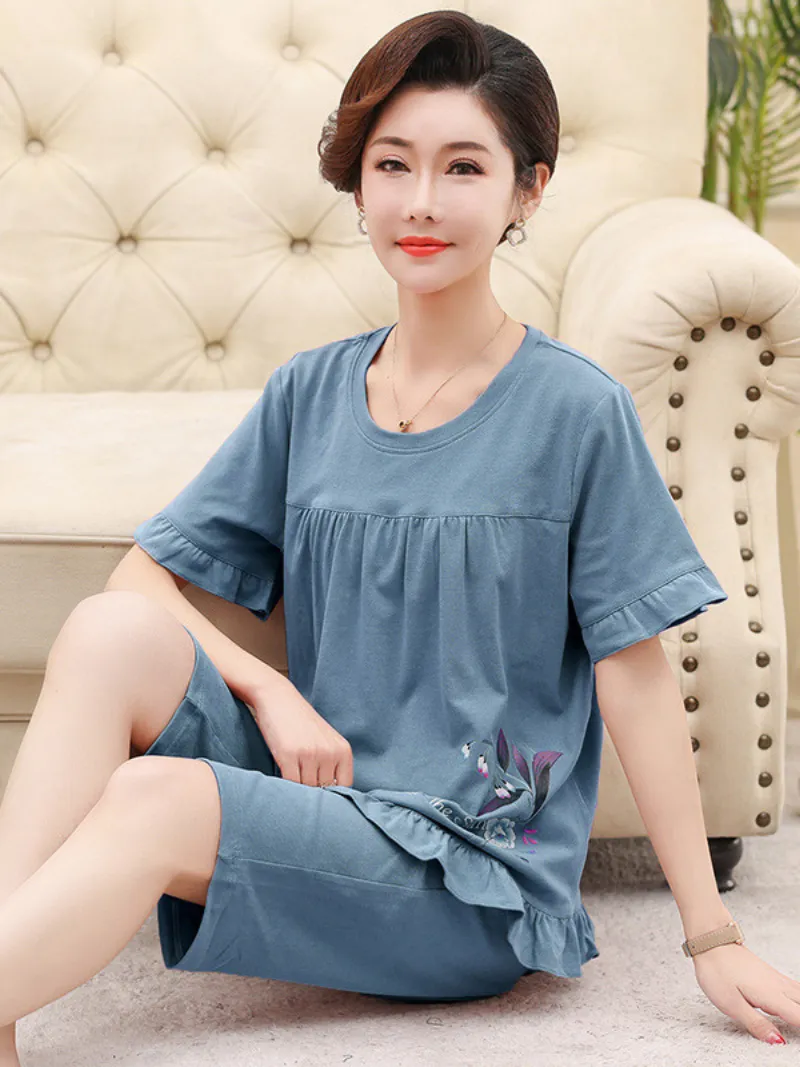 Beach party Summer Sleepwear Short Pajamas Suit