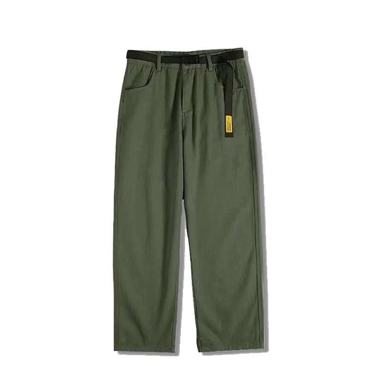 Belt Loose Straight Tube Mens Trouser