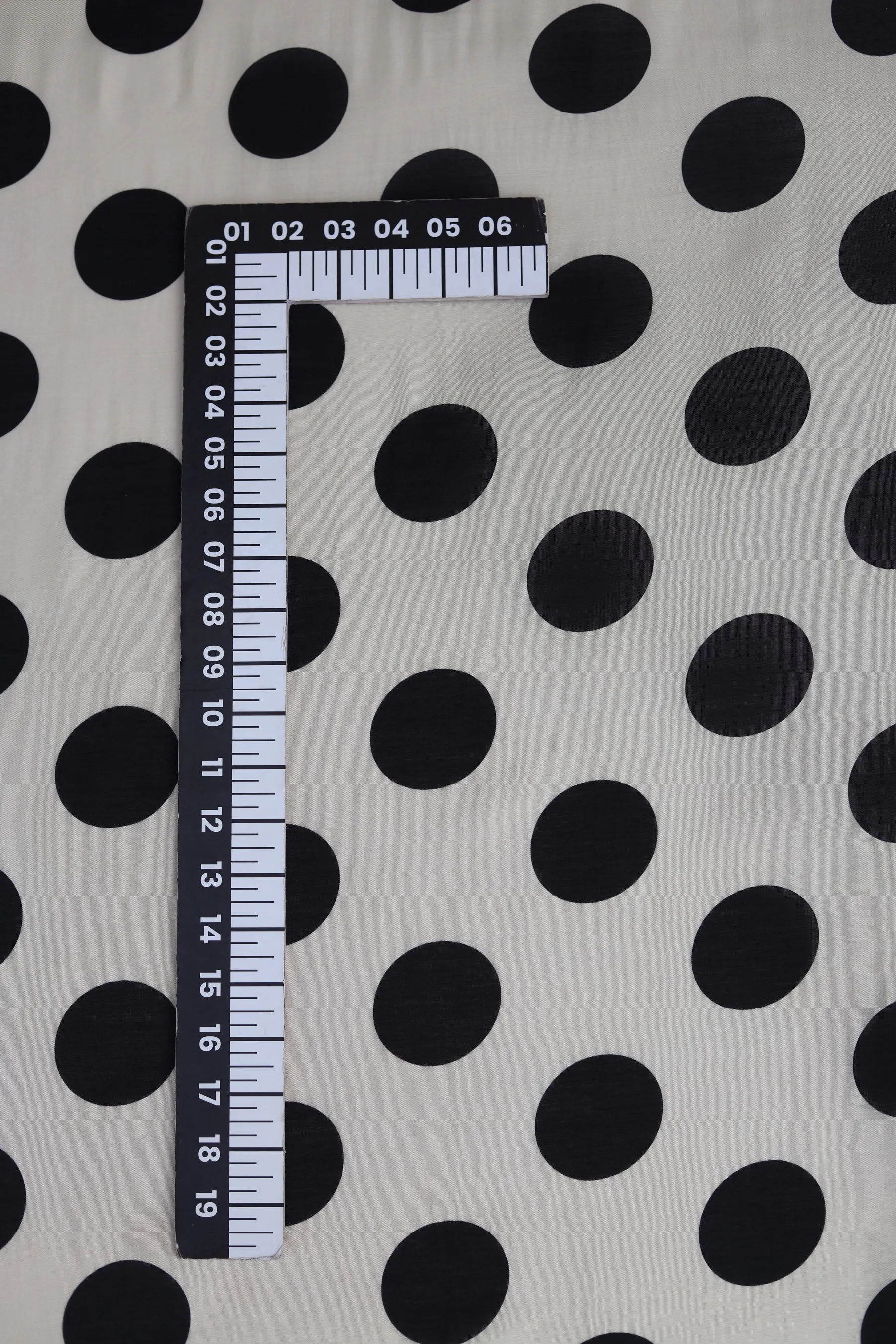 Black Polka Dot Pattern Printed Natural Muslin Silk Fabric