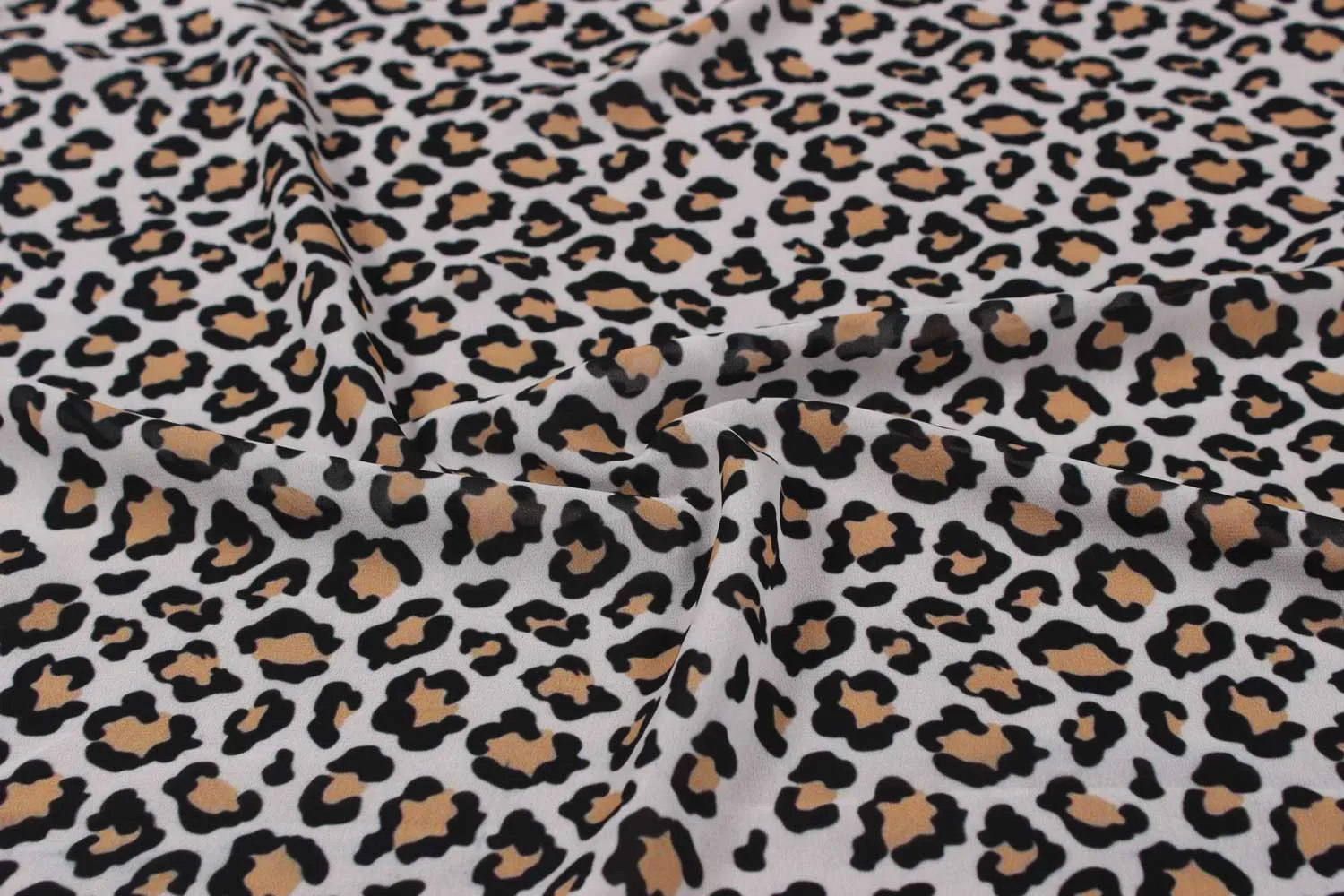 Brown, White, Black Printed Georgette Fabric