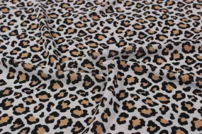 Brown, White, Black Printed Georgette Fabric