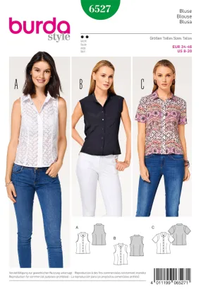 Burda Pattern 6527 Misses' Stand Collar Blouse (8-18)