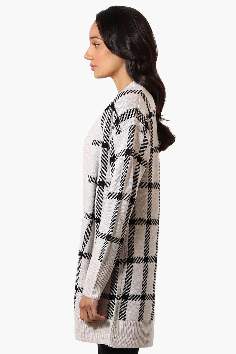 Canada Weather Gear Plaid Open Wrap Cardigan - Stone