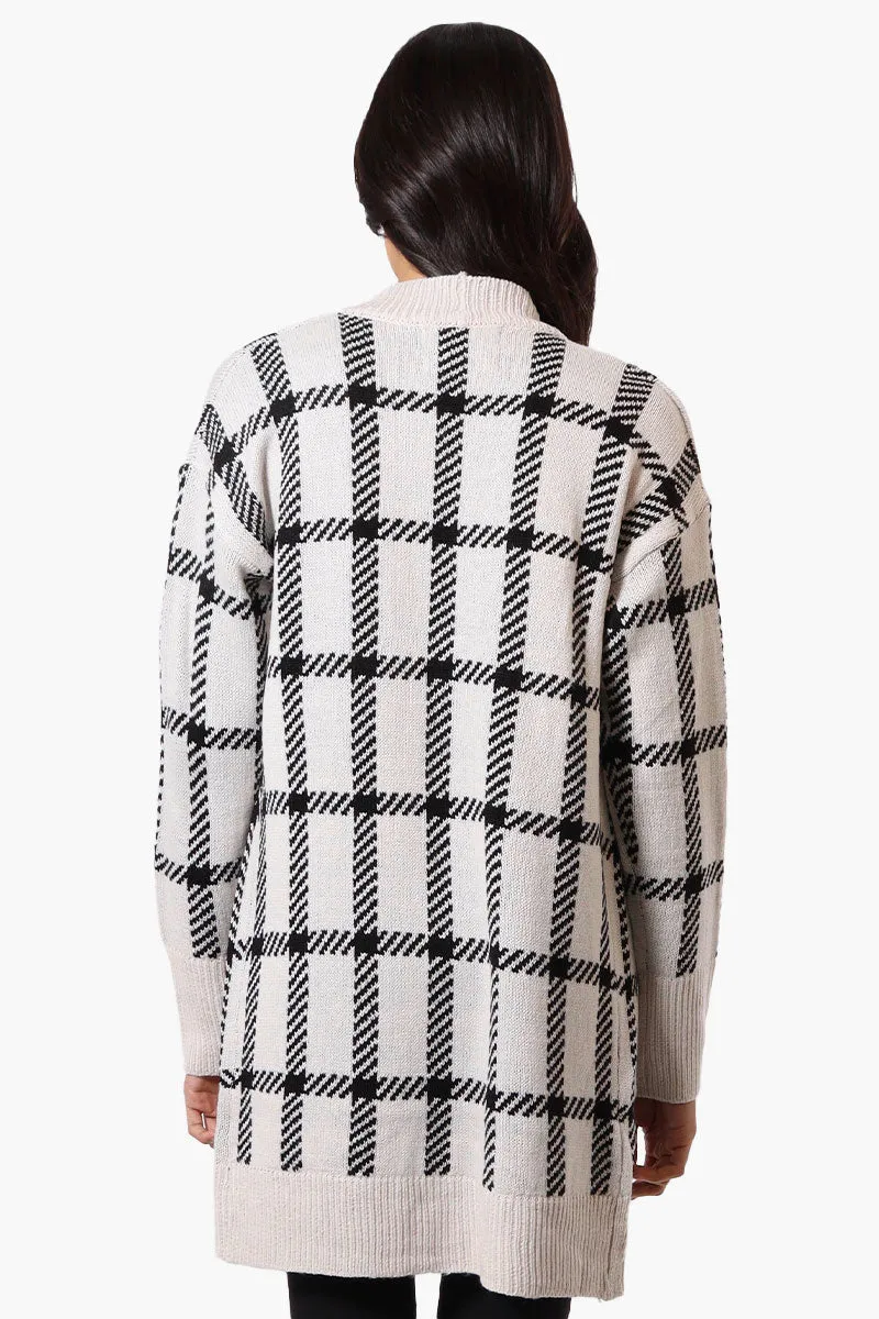 Canada Weather Gear Plaid Open Wrap Cardigan - Stone