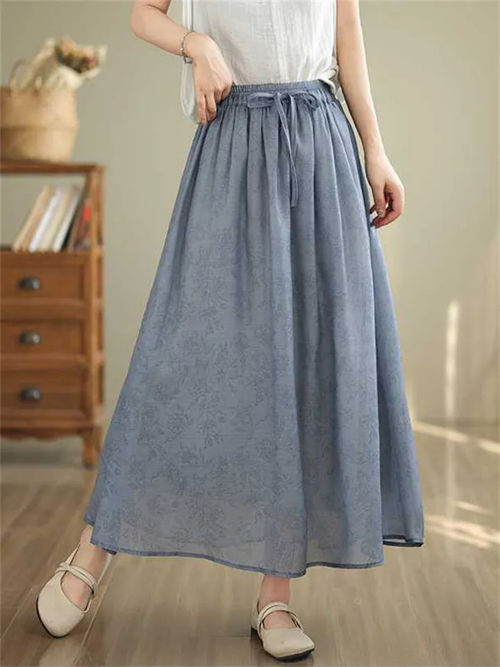 Casual Flowy High-Rise Drawstring Summer Skirt for Women