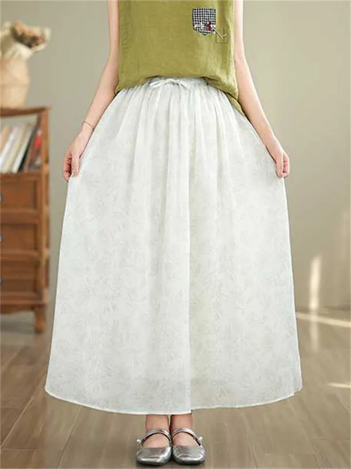 Casual Flowy High-Rise Drawstring Summer Skirt for Women