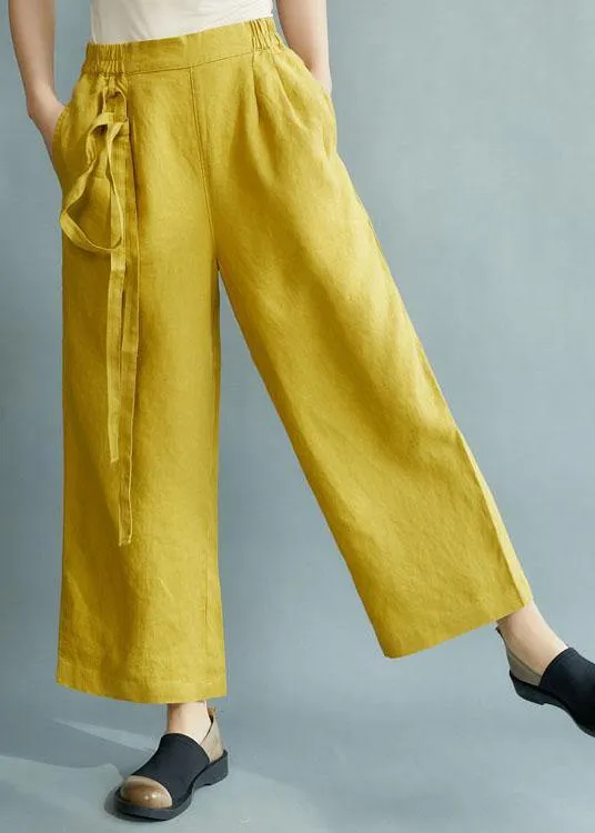 Chic Yellow Loose Straight Fall Casual Pants