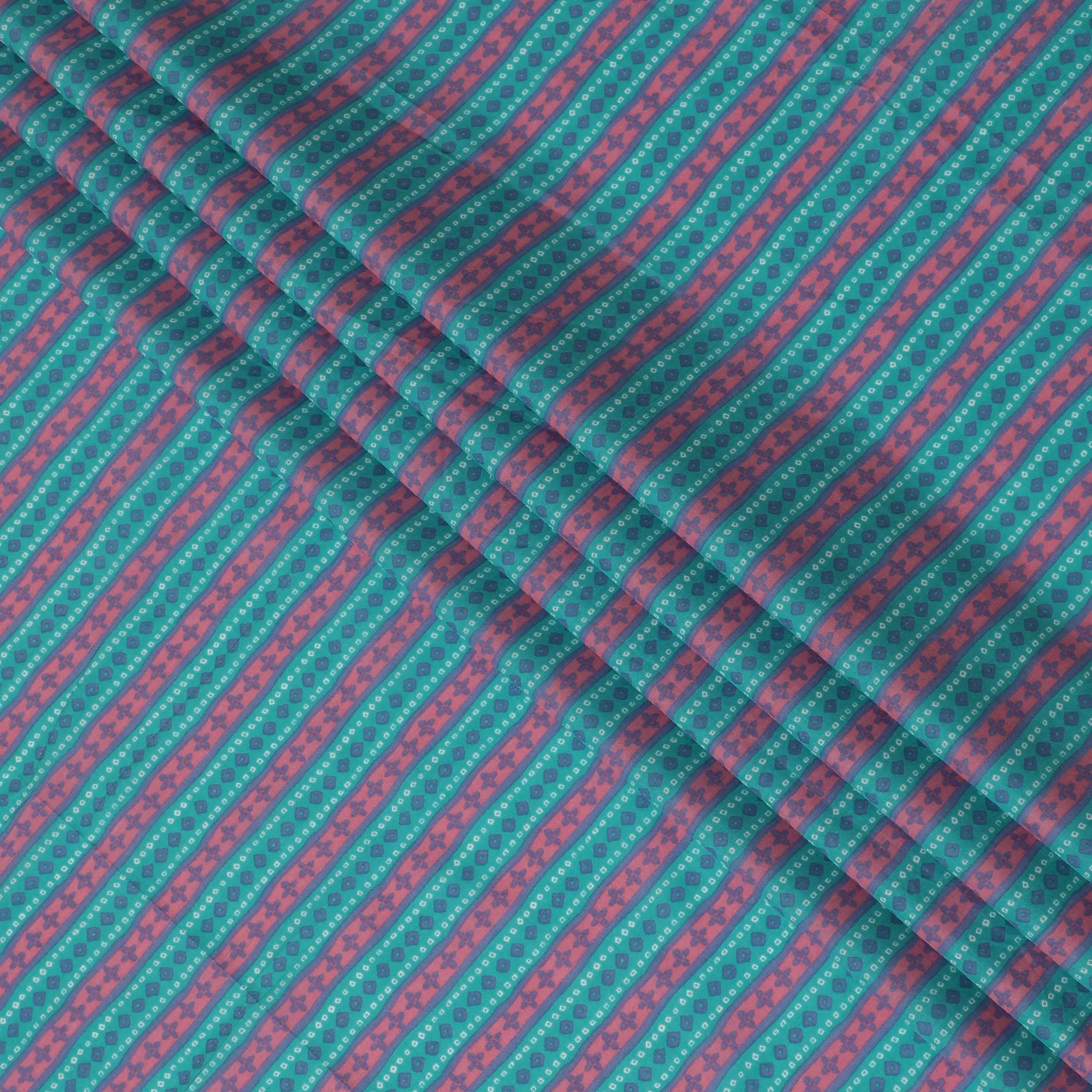 Cotton Lawn Fabric, 110 cm Width, Teal and Pink Geometric Design-D19970