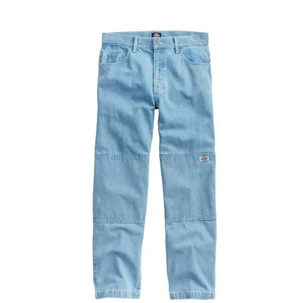 Dickies Skateboarding Double Knee Denim Pants Loose Fit Light Wash