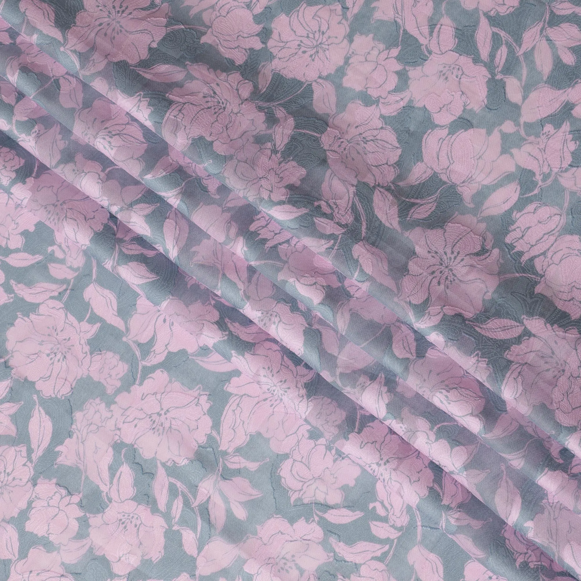 Dusty Pink Japanese Cotton Voile Fabric, Light Pink Floral Print, 110 cm Width-D20920