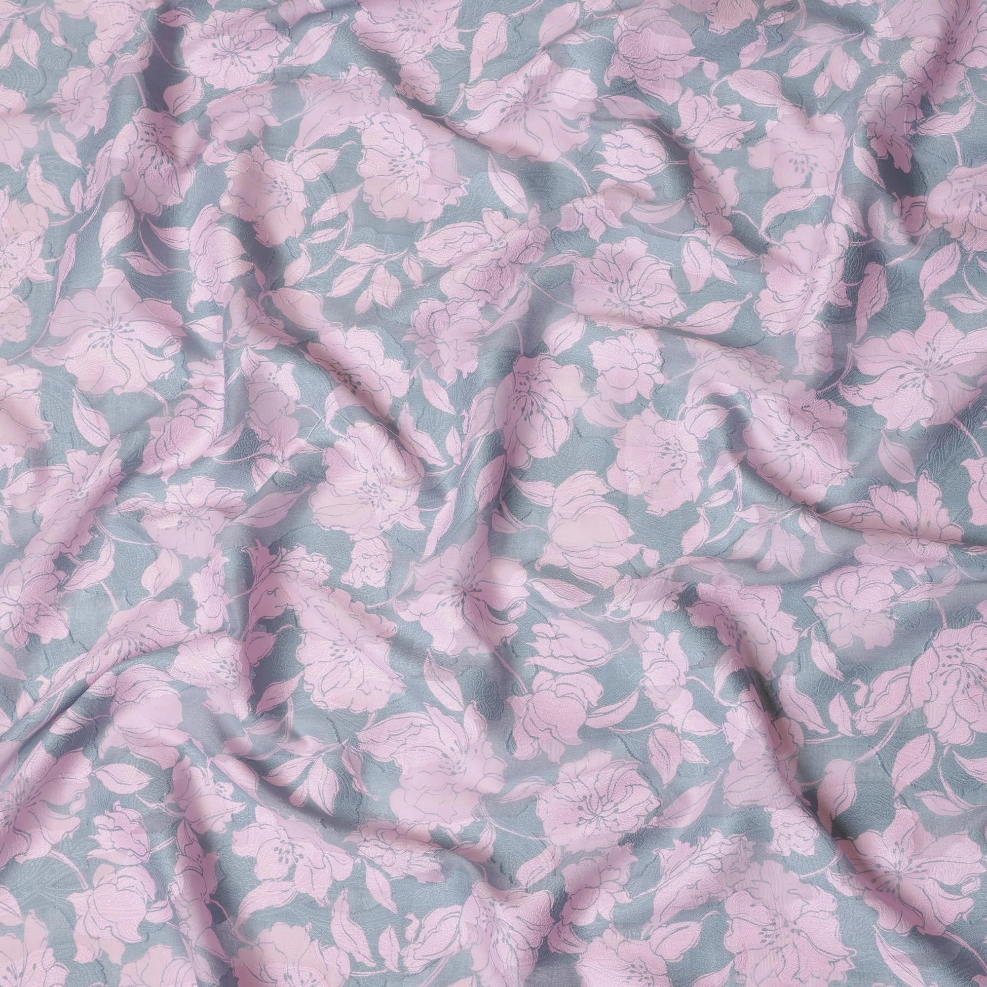 Dusty Pink Japanese Cotton Voile Fabric, Light Pink Floral Print, 110 cm Width-D20920