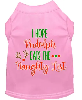 Hope Rudolph Eats Naughty List Screen Print Dog Shirt Light Pink Xl