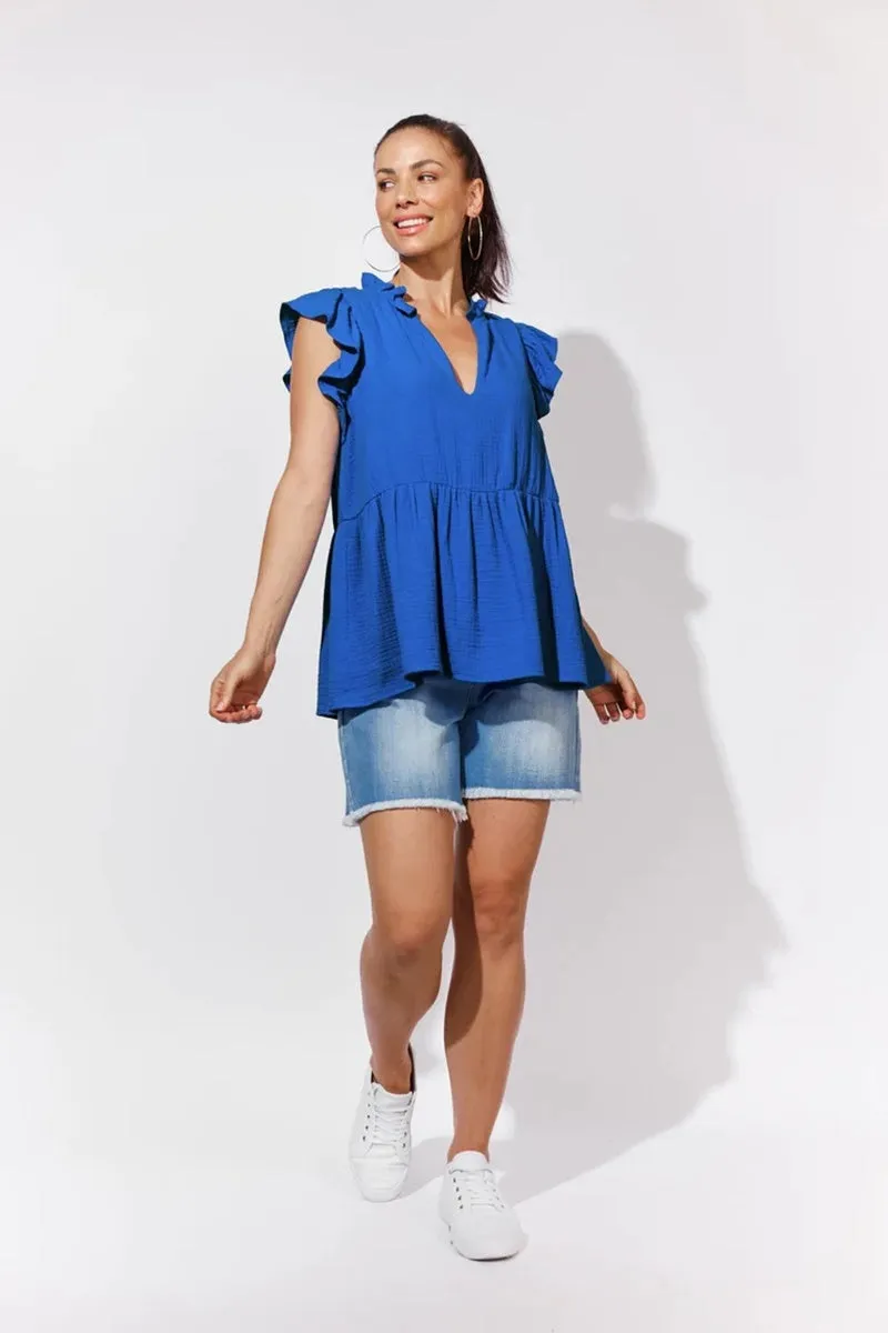 Isle Of Mine - Java Frill Top - Cobalt