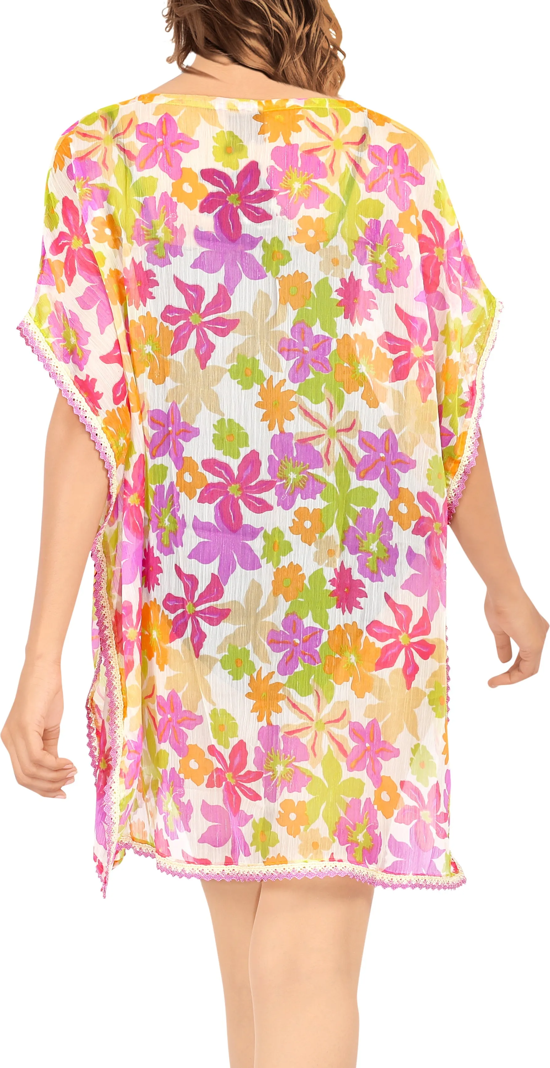 LA LEELA Women's Beach Swimsuit Cover Up for Swimwear Caftan US 0-8 Pink_Y703