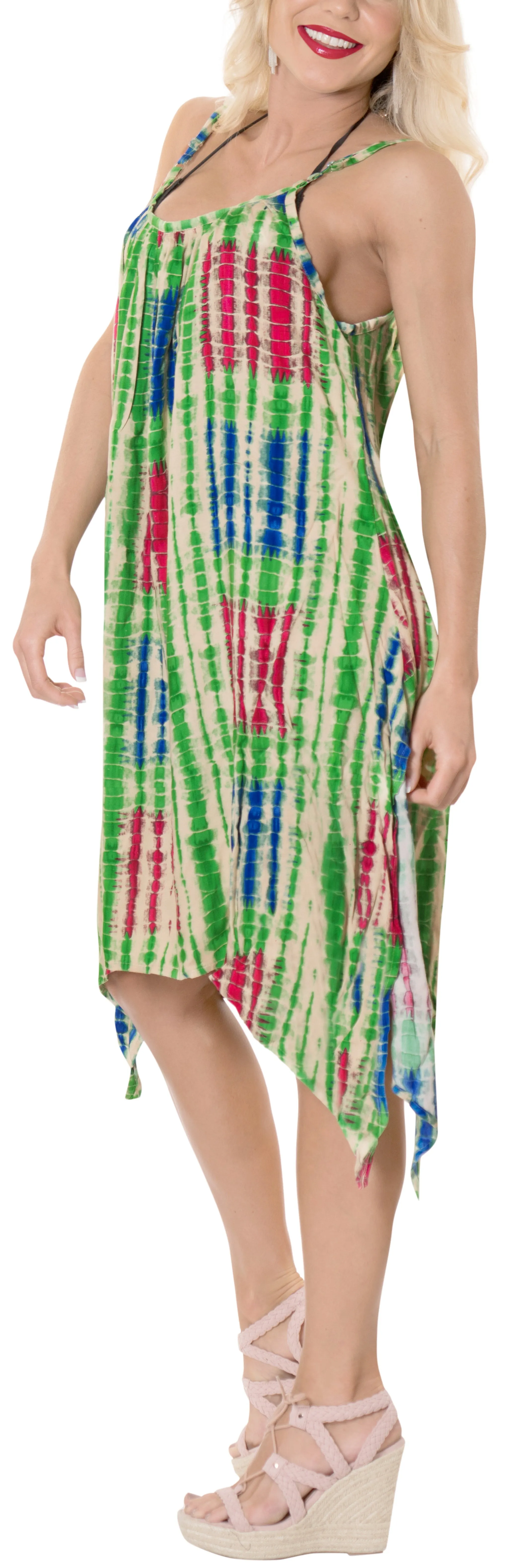 LA LEELA Women's Swimsuit Cover ups A Line Beach Dress 1X Green-AC203