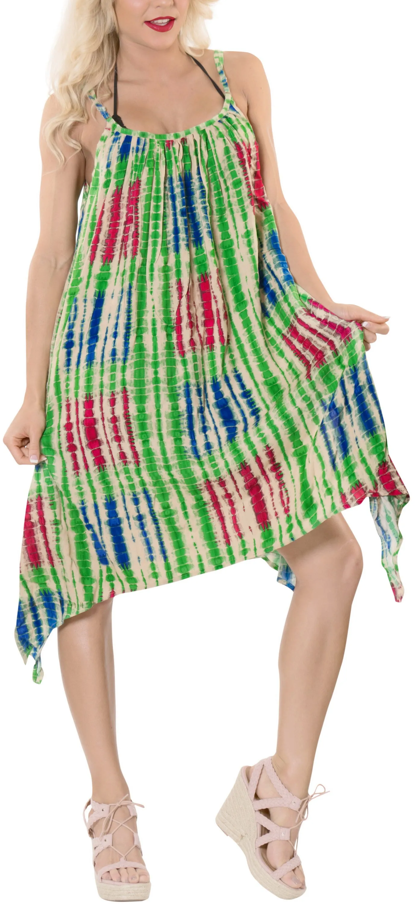 LA LEELA Women's Swimsuit Cover ups A Line Beach Dress 1X Green-AC203