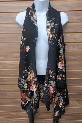 Long flowy floral open vest