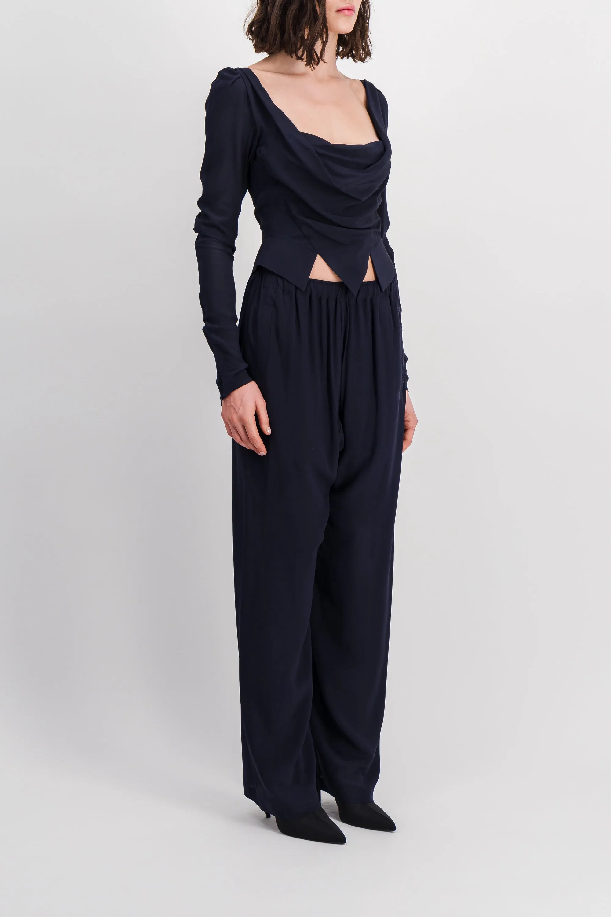 Loose pleated sarouel pants