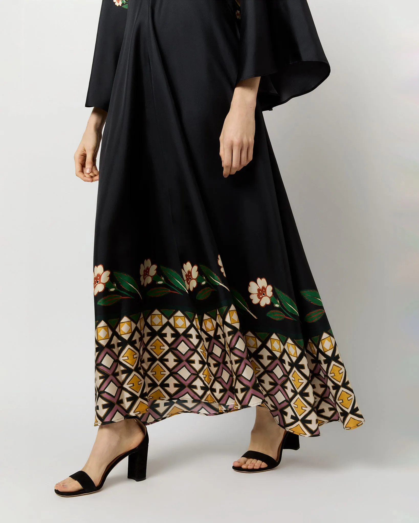 Magnifico Dress in Black Dazed Placée Silk Twill