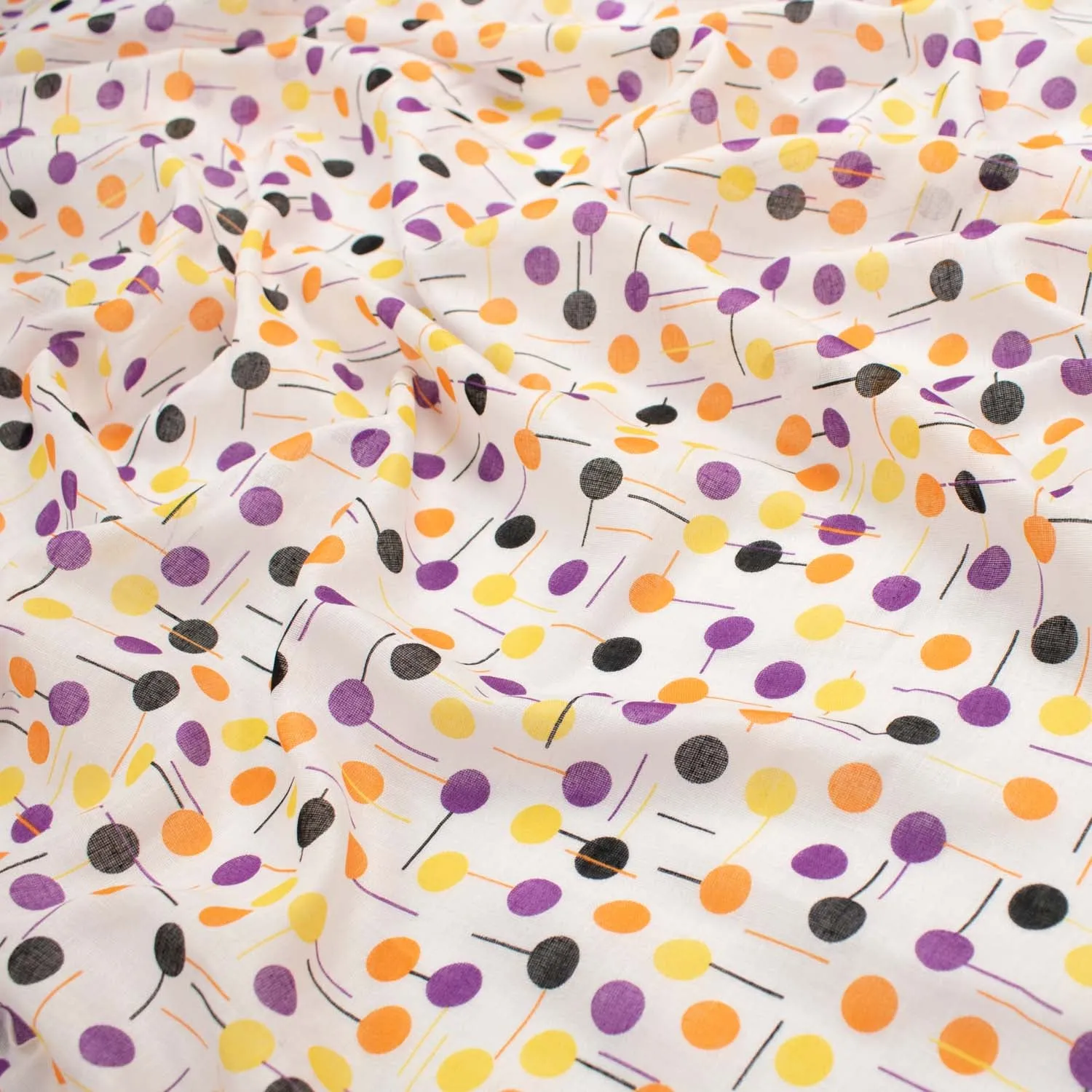 Multi-Color Dots Poly Printed Voile