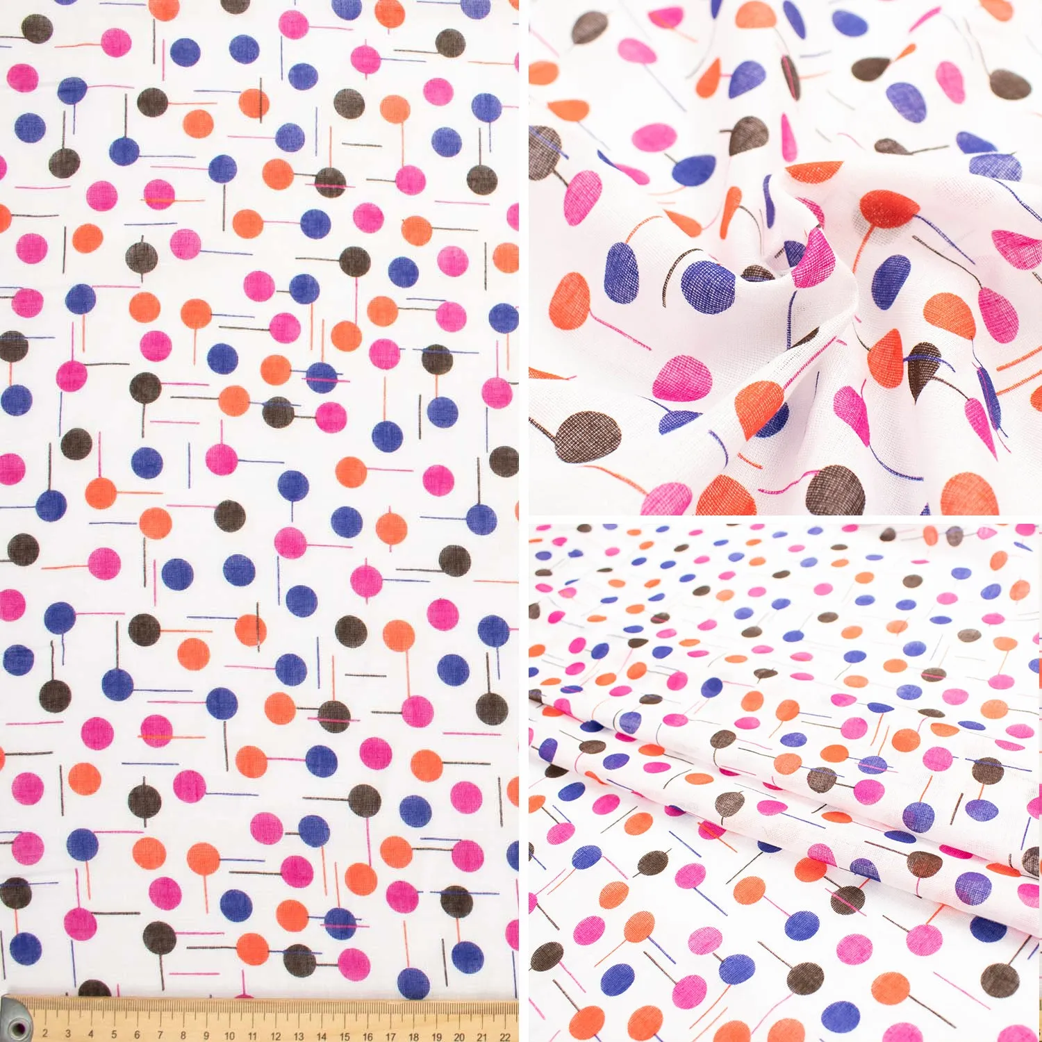 Multi-Color Dots Poly Printed Voile