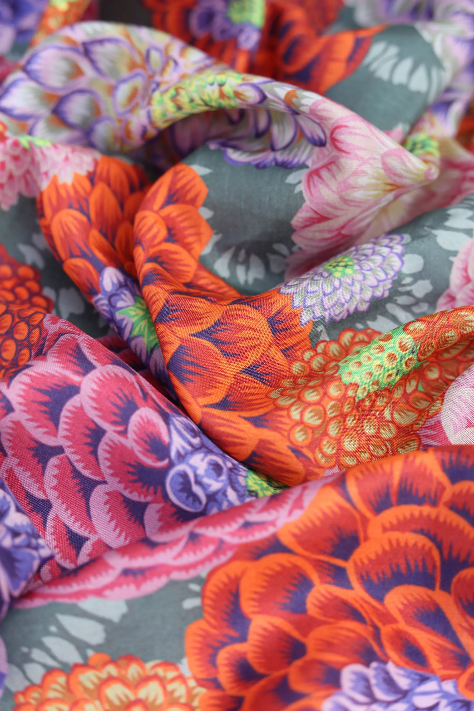 Multicolor Cheerful Floral Printed Silk Fabric