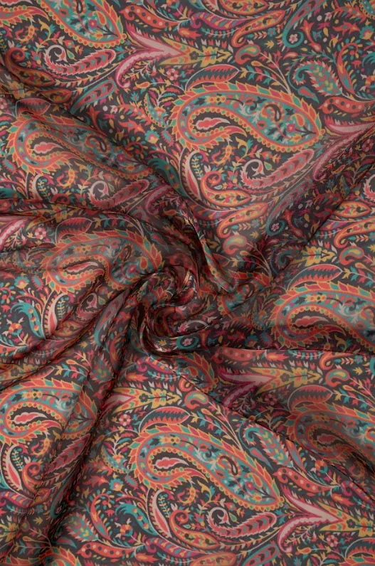 Multicolor Paisley Digital Printed Twinkle Organza Fabric