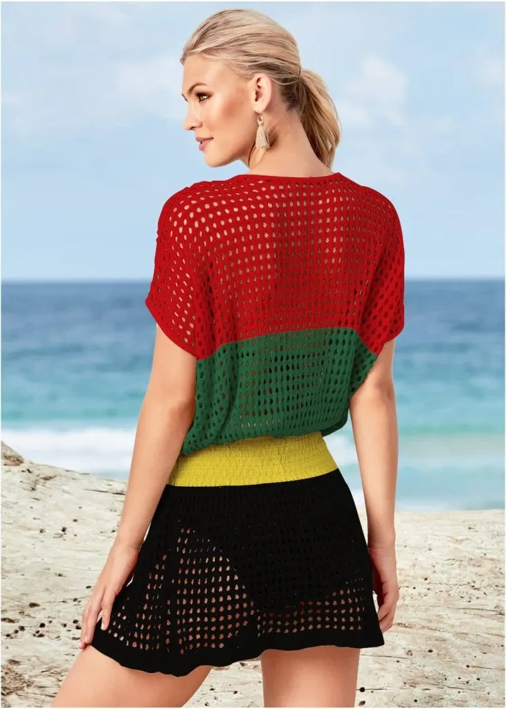 Multicolor Women's Crochet Top Beach Cover Up