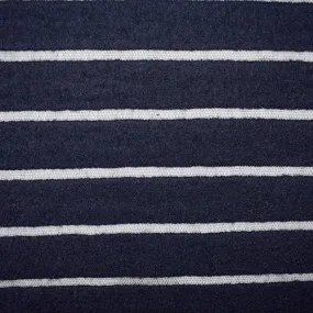 Navy Wool Blend Semi-Opaque Striped Pile Mesh Fabric