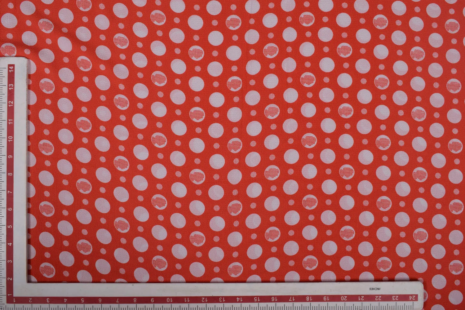 Orange & White Bubble Georgette Fabric