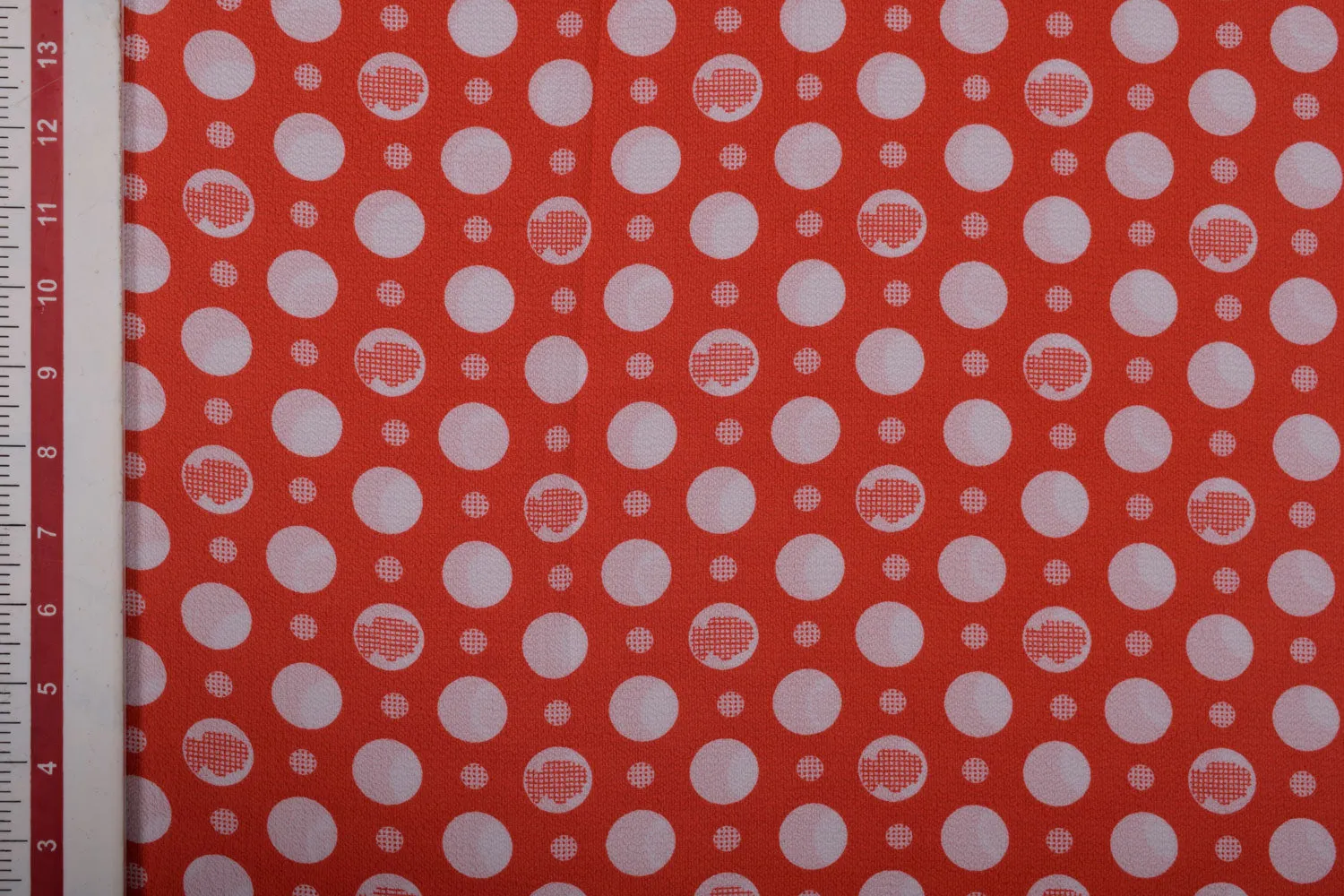 Orange & White Bubble Georgette Fabric