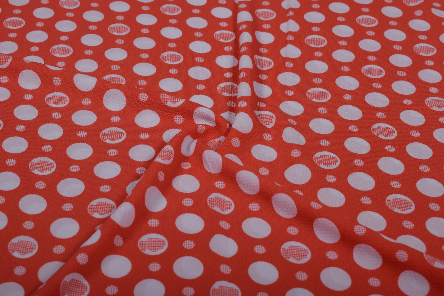 Orange & White Bubble Georgette Fabric