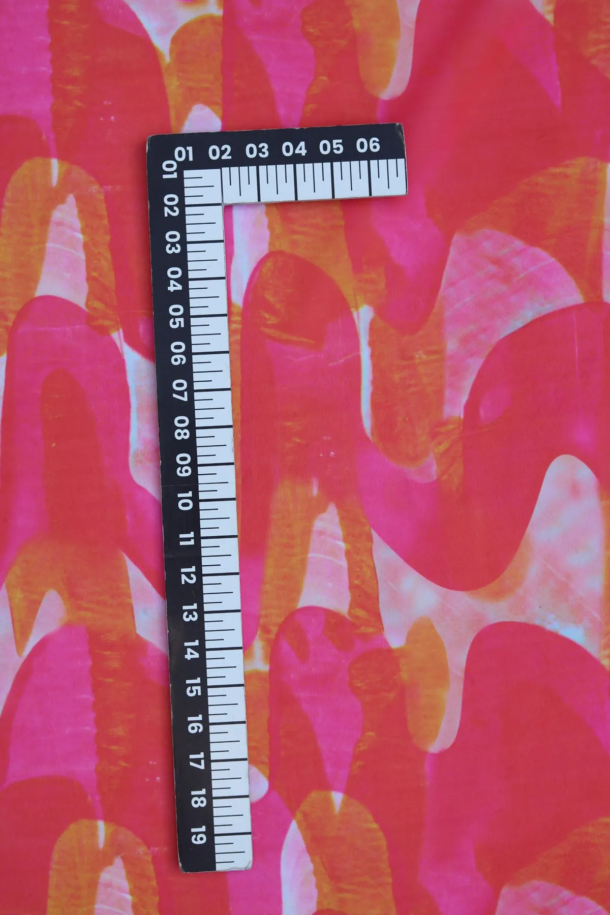 Orange Pink Abstract Pattern Printed Georgette Fabric