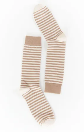 Owen Sock ~ Soft Beige and Dune Stripe