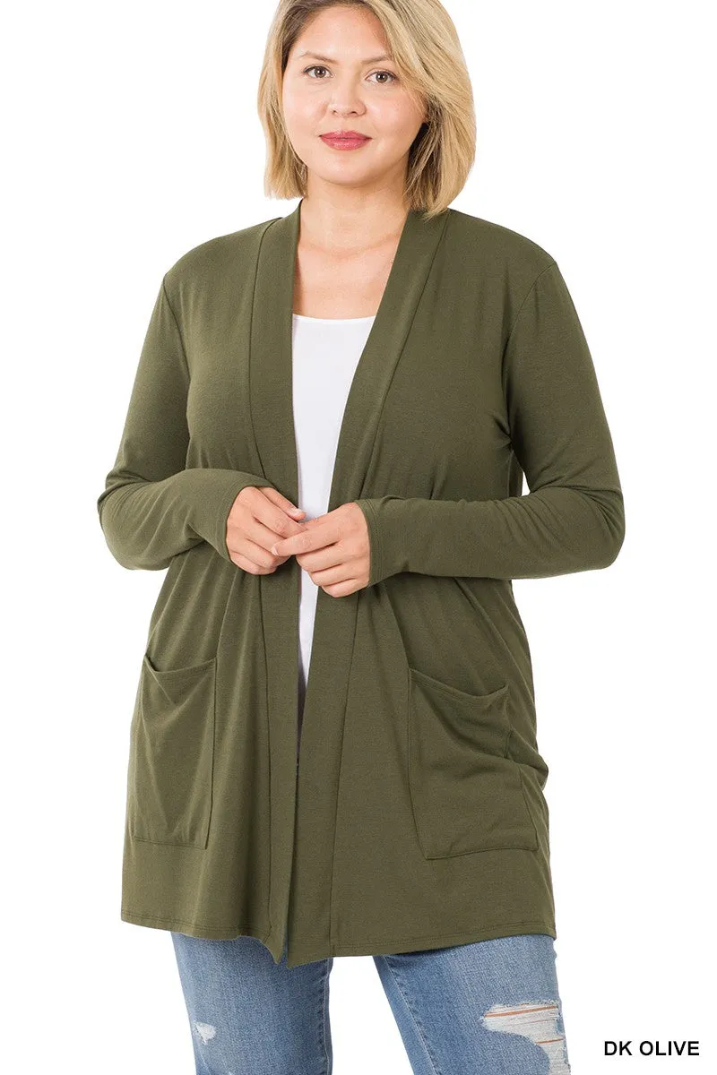 #P921 Regular Stylish Pocket Open Cardigan