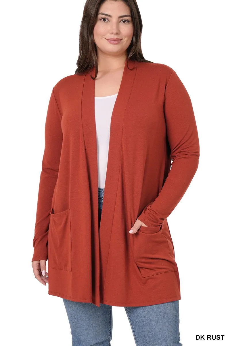 #P921 Regular Stylish Pocket Open Cardigan