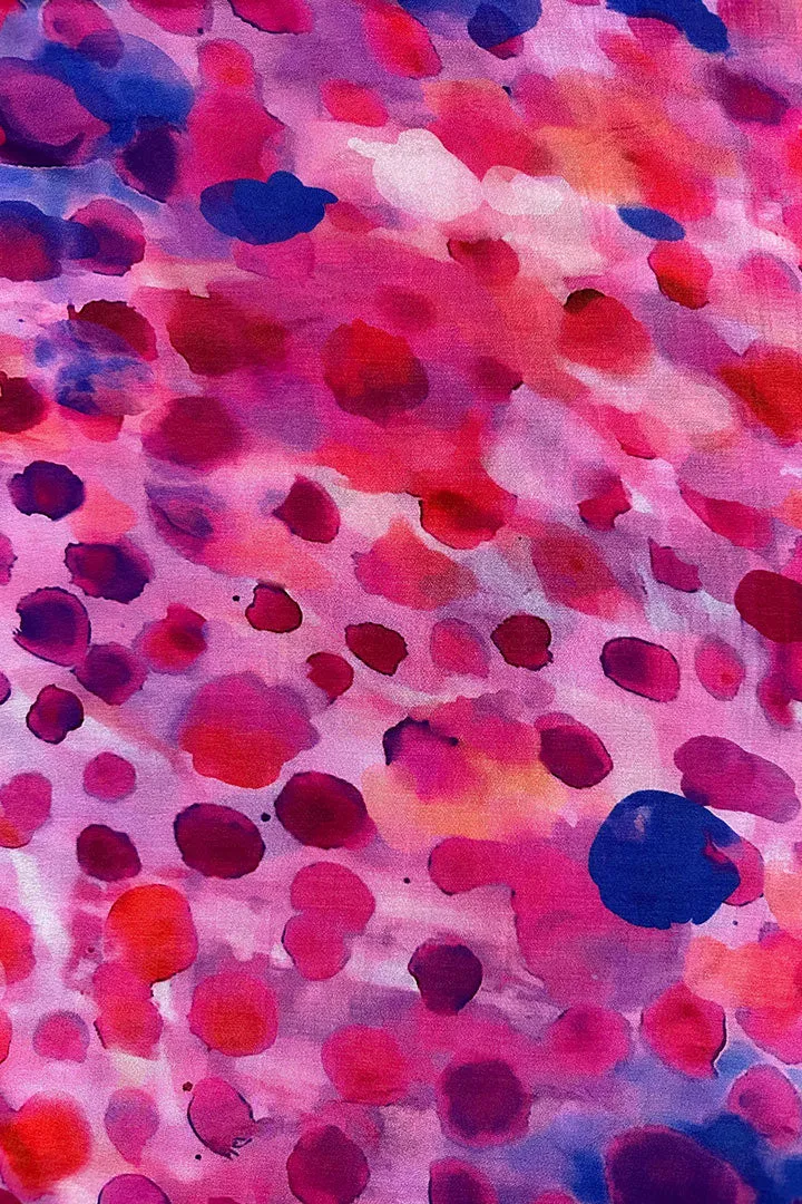 Pink Abstract Printed Art Silk Fabric